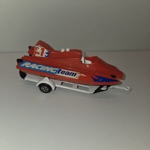 Majorette Racing Team Red Boat White Trailer 1980s Incomplete
